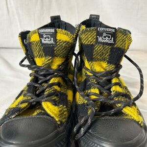 Converse Woolrich all star plaid yellow and black sneakers. Size women’s 6